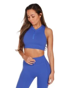 Elite Eleven Accent Zip Bra - Azure