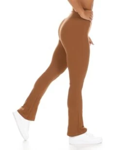 Elite Eleven Cross Over Flare Leggings - Mocha -Elite Eleven AURA1 251copy