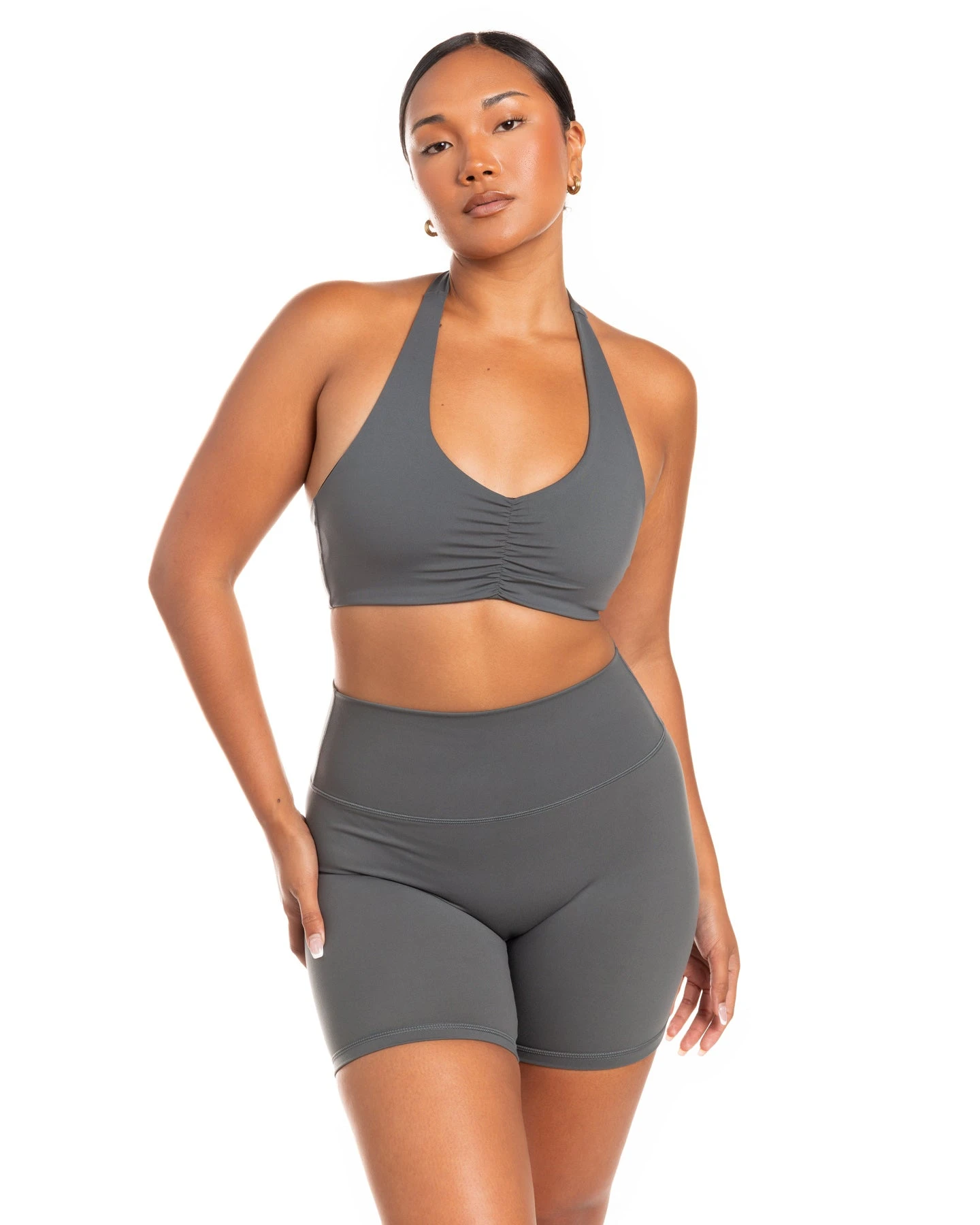 Elite Eleven Halter Scrunch Bra - Cloud Grey 3 Elite Eleven Halter Scrunch Bra - Cloud Grey