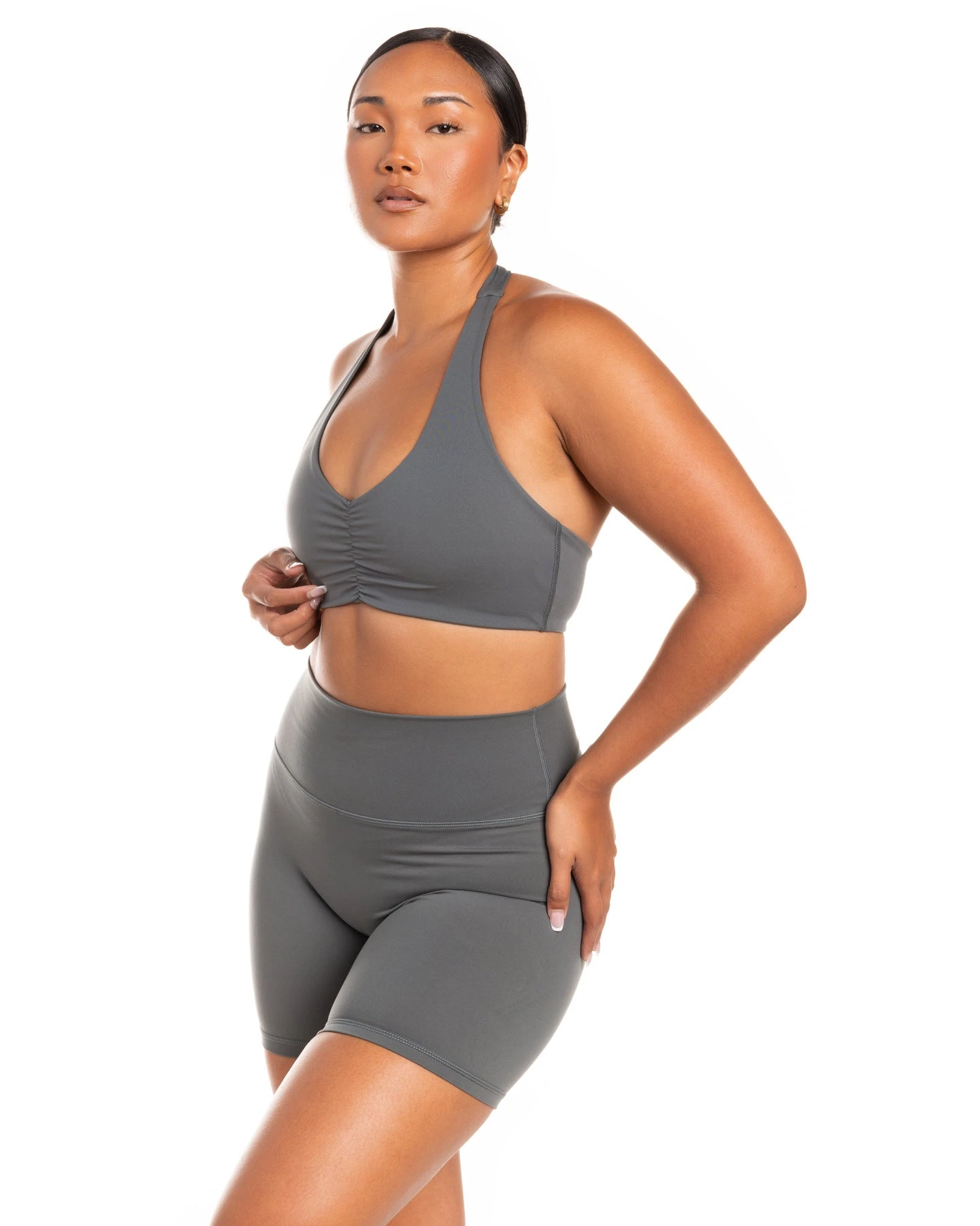 Elite Eleven Halter Scrunch Bra - Cloud Grey 6 Elite Eleven Halter Scrunch Bra - Cloud Grey - Image 4
