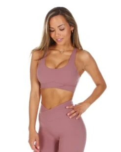 Elite Eleven Cross Over Sports Bra - Soft Rose