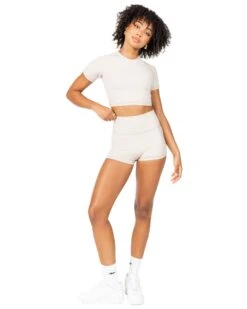 Elite Eleven Aura Crop Tee - Oat Latte -Elite Eleven DECECOM2358371