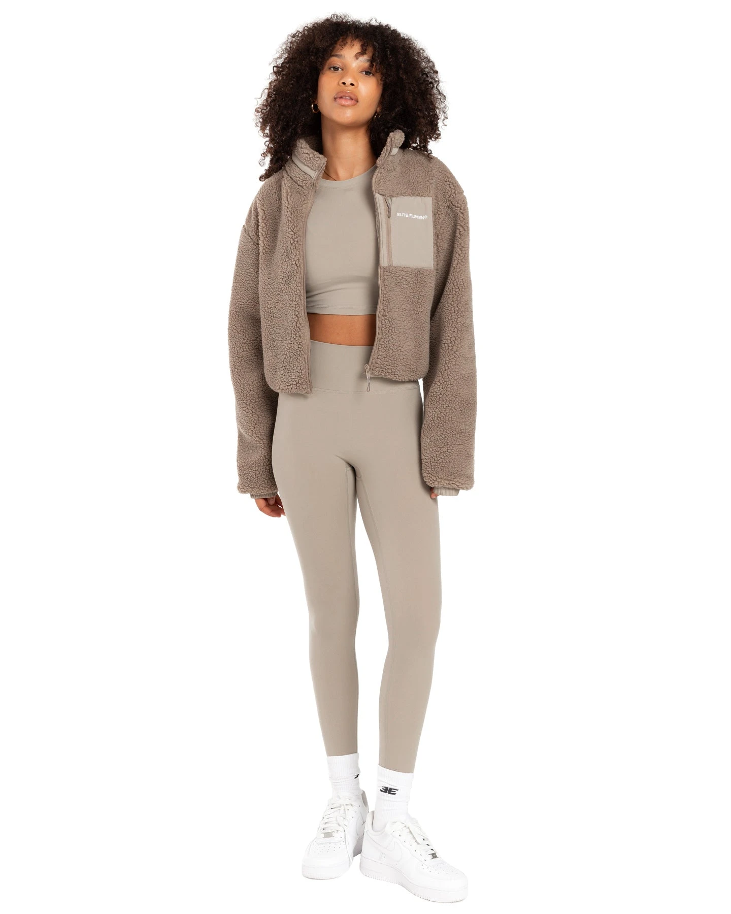 Elite Eleven Registered Teddy Cropped Jacket - Vintage Khaki 4 Elite Eleven Registered Teddy Cropped Jacket - Vintage Khaki - Image 2