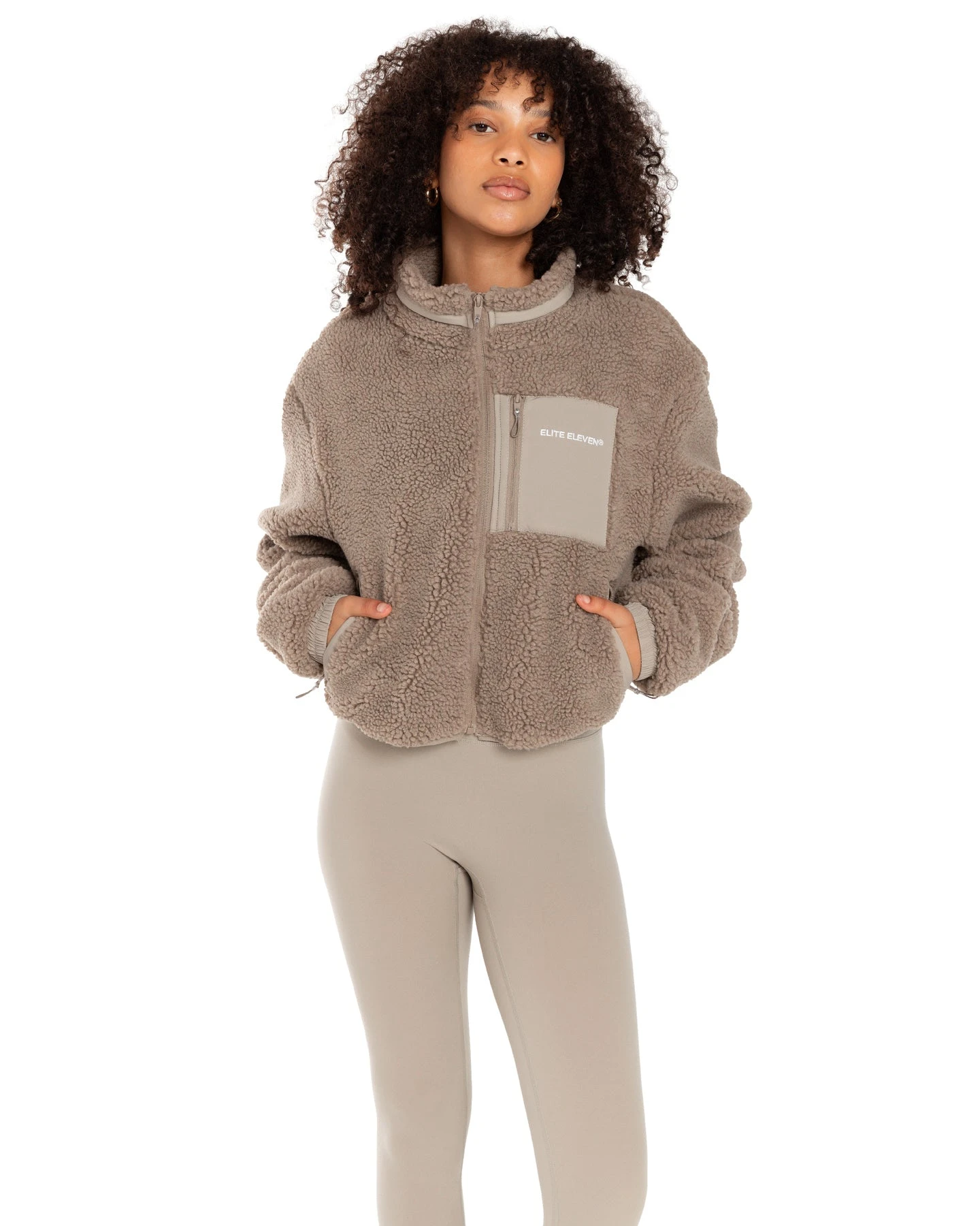 Elite Eleven Registered Teddy Cropped Jacket - Vintage Khaki 7 Elite Eleven Registered Teddy Cropped Jacket - Vintage Khaki - Image 5