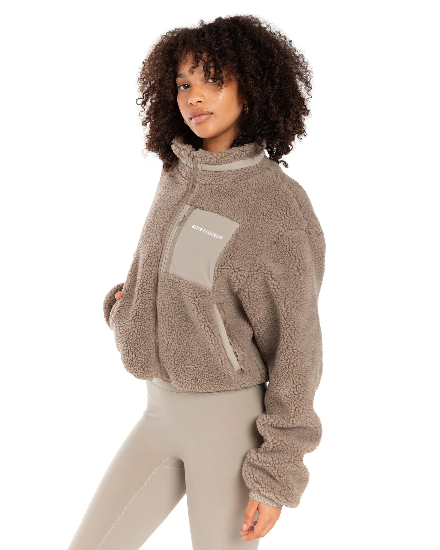 Elite Eleven Registered Teddy Cropped Jacket - Vintage Khaki 8 Elite Eleven Registered Teddy Cropped Jacket - Vintage Khaki - Image 6