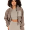 Elite Eleven Registered Teddy Cropped Jacket - Vintage Khaki -Elite Eleven EEAUG2335900