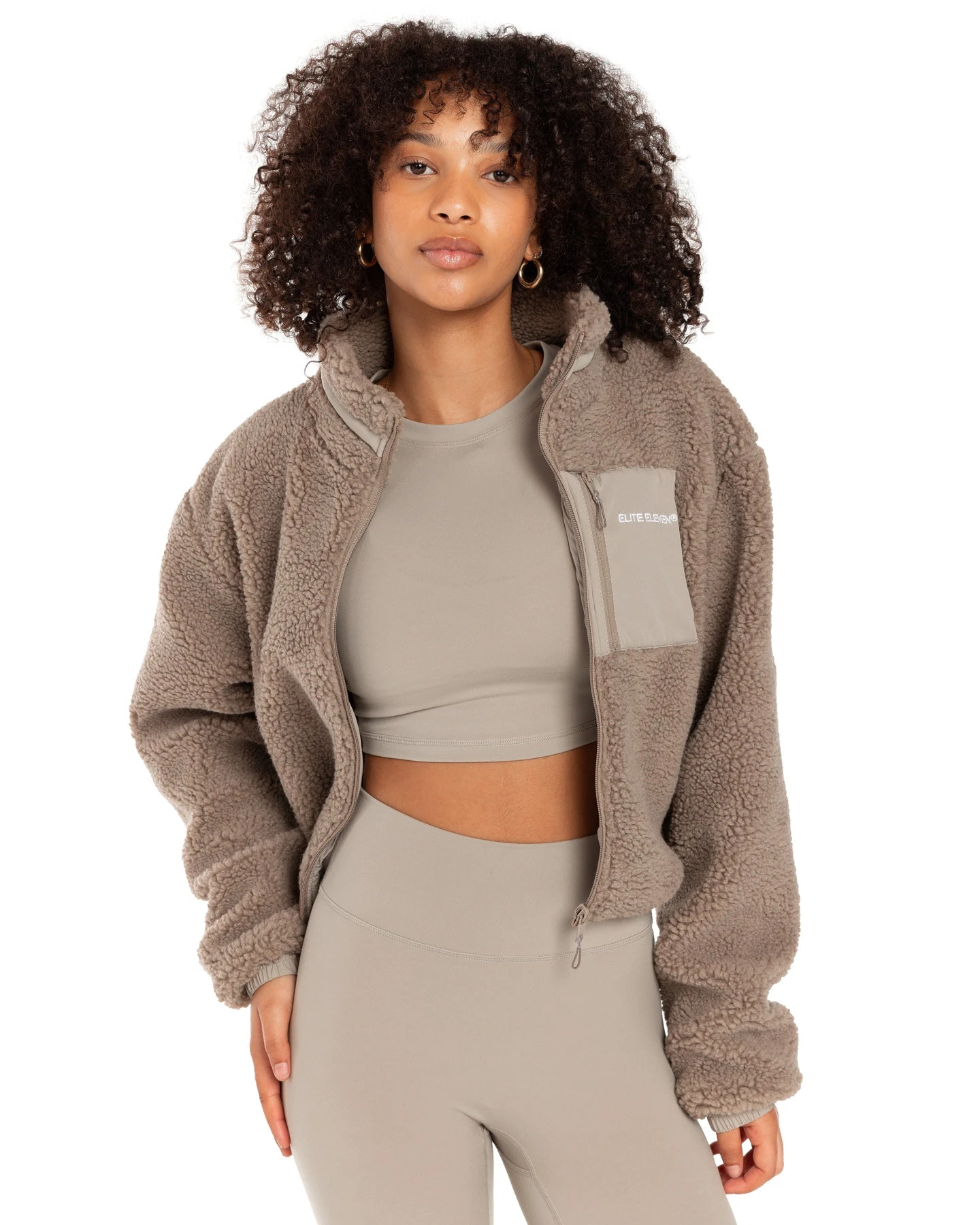 Elite Eleven Registered Teddy Cropped Jacket - Vintage Khaki 3 Elite Eleven Registered Teddy Cropped Jacket - Vintage Khaki