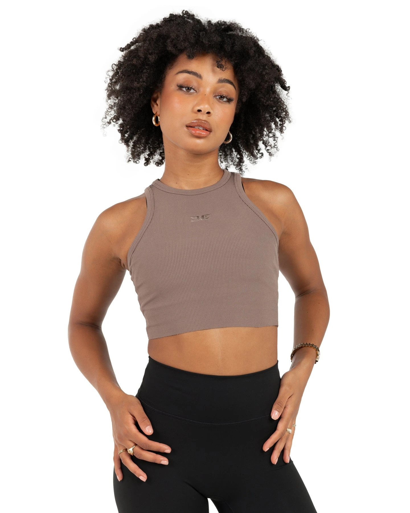 Elite Eleven Cropped Ribbed Singlet - Brown 3 Elite Eleven Cropped Ribbed Singlet - Brown