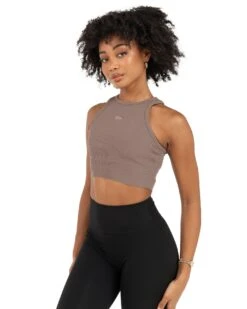 Elite Eleven Cropped Ribbed Singlet - Brown 9 Elite Eleven Cropped Ribbed Singlet - Brown -Elite Eleven EEOCT41901