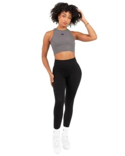 Elite Eleven Cropped Ribbed Singlet - Charcoal -Elite Eleven EEOCT41913