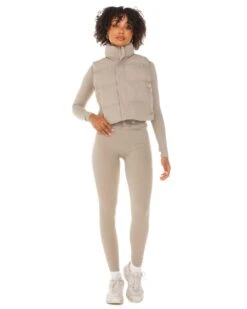 Elite Eleven Cropped Puffer Vest - Vintage Khaki -Elite Eleven ELITEWINTERCOLLECTIONDAY118007