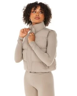 Elite Eleven Cropped Puffer Vest - Vintage Khaki -Elite Eleven ELITEWINTERCOLLECTIONDAY118014