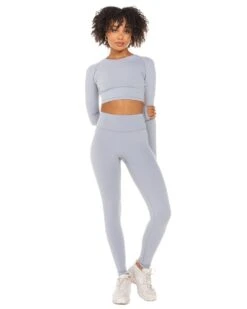 Elite Eleven Aura Crop Long Sleeve - Steel Grey -Elite Eleven ELITEWINTERCOLLECTIONDAY118264