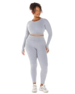 Elite Eleven Aura Crop Long Sleeve - Steel Grey -Elite Eleven ELITEWINTERCOLLECTIONDAY118316