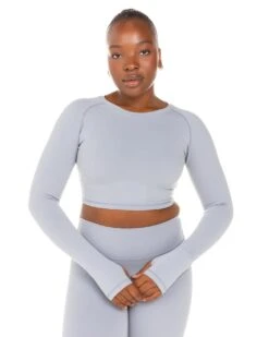 Elite Eleven Aura Crop Long Sleeve - Steel Grey -Elite Eleven ELITEWINTERCOLLECTIONDAY118386