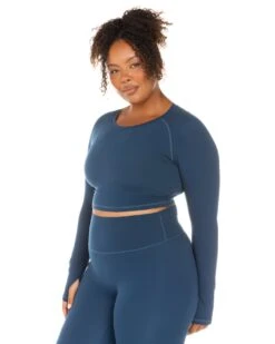 Elite Eleven Aura Crop Long Sleeve - Navy -Elite Eleven ELITEWINTERCOLLECTIONDAY121956