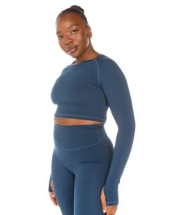 Elite Eleven Aura Crop Long Sleeve - Navy -Elite Eleven ELITEWINTERCOLLECTIONDAY122079