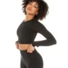 Elite Eleven Aura Crop Long Sleeve - Black -Elite Eleven ELITEWINTERCOLLECTIONDAY122644