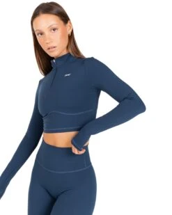 Elite Eleven Auraluxe Crop Long Sleeve - Navy -Elite Eleven JULYECOM BRYLEE31643
