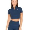 Elite Eleven Auraluxe Crop Tee - Navy -Elite Eleven JULYECOM BRYLEE31677