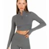 Elite Eleven Auraluxe Crop Long Sleeve - Cloud Grey 2 Elite Eleven Auraluxe Crop Long Sleeve - Cloud Grey -Elite Eleven JULYECOM BRYLEE31828