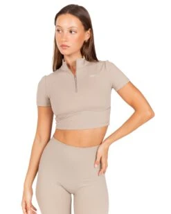 Elite Eleven Auraluxe Crop Tee - Vintage Khaki -Elite Eleven JULYECOM BRYLEE32098