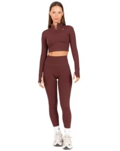Elite Eleven Auraluxe Crop Long Sleeve - Decadent Chocolate -Elite Eleven JULYECOM BRYLEE32224