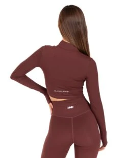 Elite Eleven Auraluxe Crop Long Sleeve - Decadent Chocolate -Elite Eleven JULYECOM BRYLEE32247