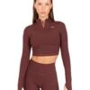 Elite Eleven Auraluxe Crop Long Sleeve - Decadent Chocolate -Elite Eleven JULYECOM BRYLEE32249
