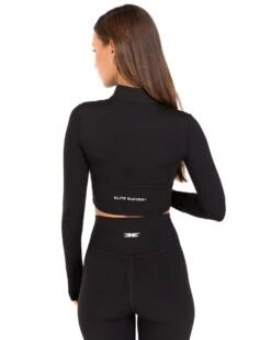 Elite Eleven Auraluxe Crop Long Sleeve - Black -Elite Eleven JULYECOM BRYLEE32344