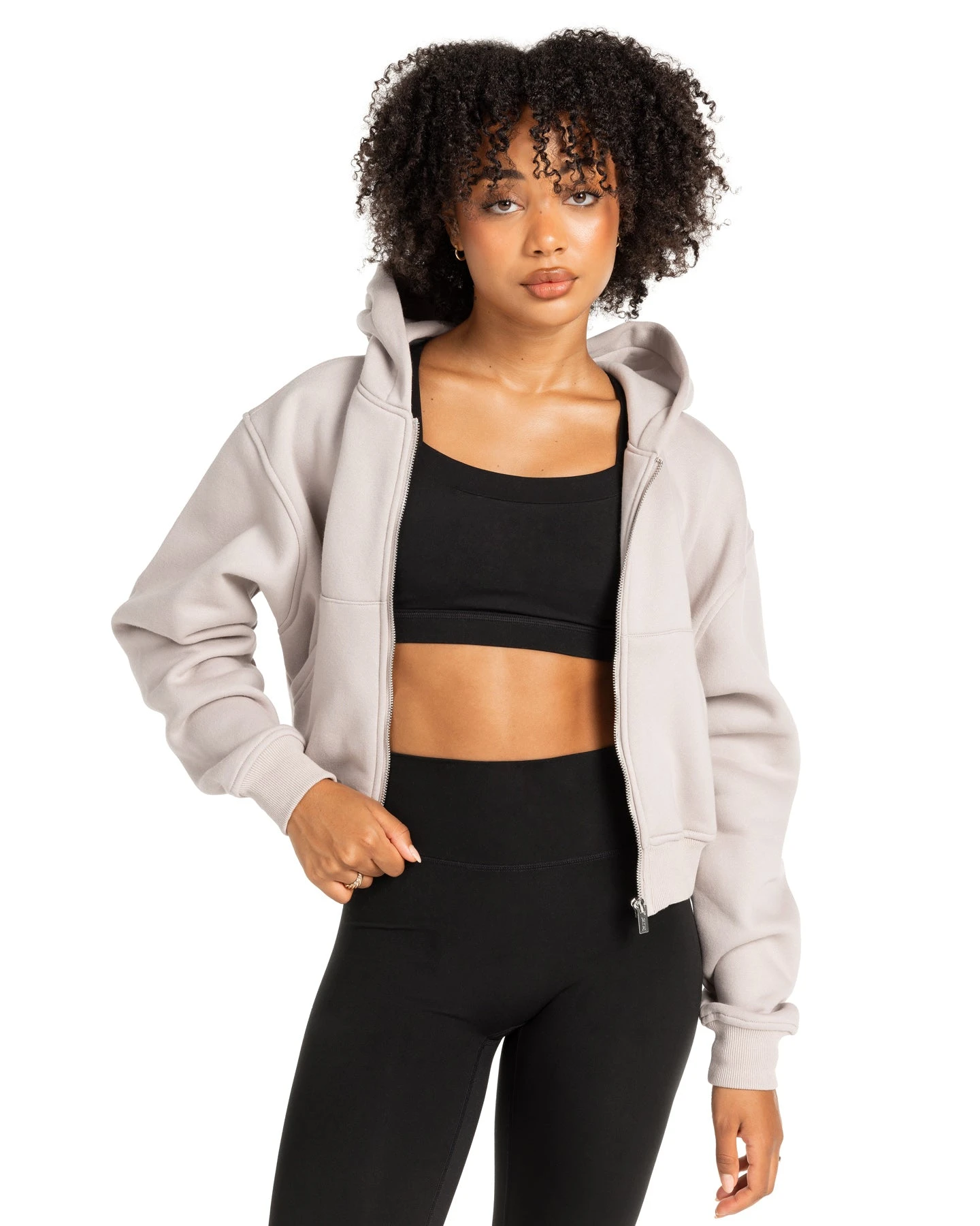 Elite Eleven Cropped Classic Zip Through - Taupe 4 Elite Eleven Cropped Classic Zip Through - Taupe - Image 2