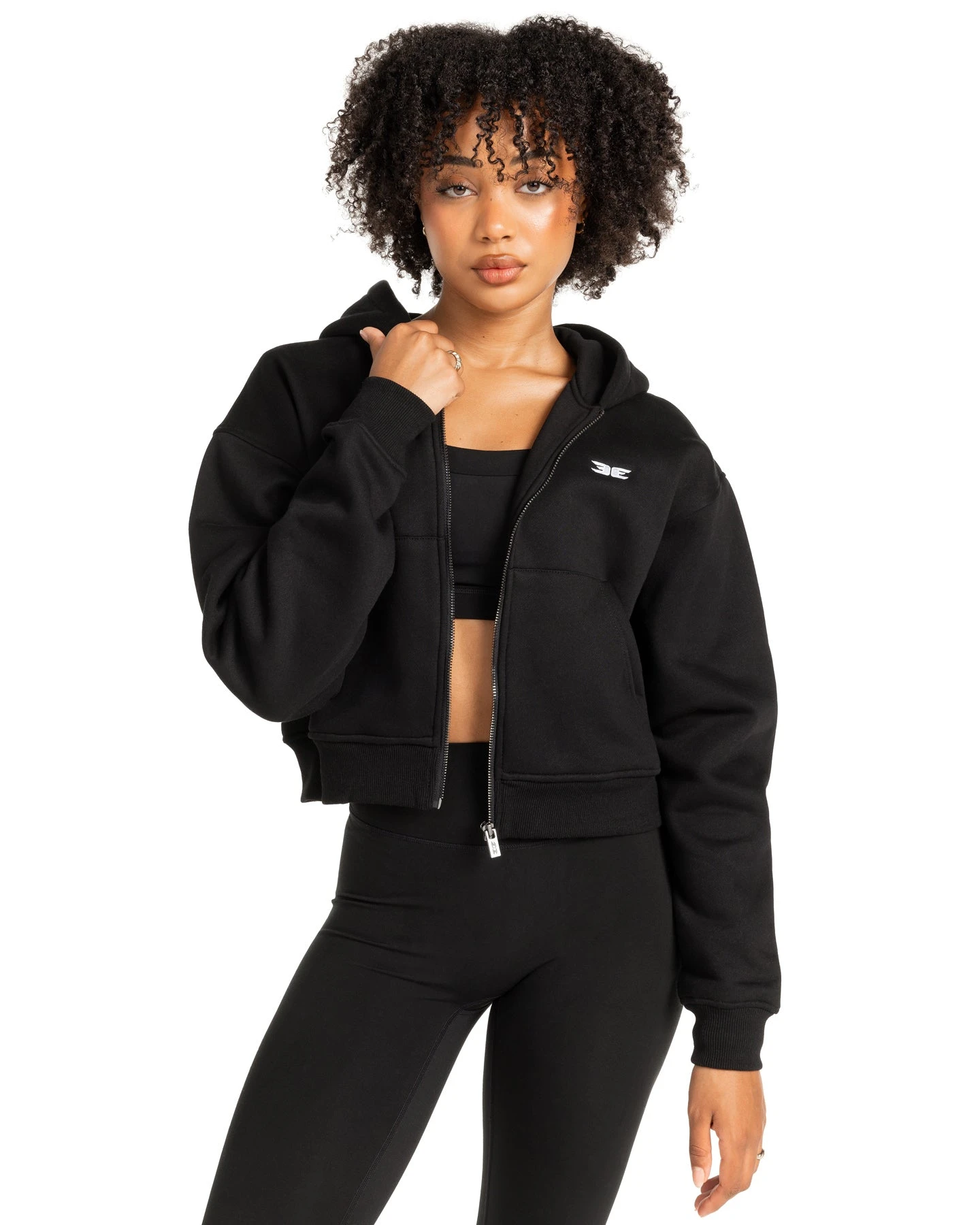 Elite Eleven Cropped Classic Zip Through - Black 4 Elite Eleven Cropped Classic Zip Through - Black - Image 2