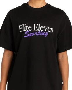 Elite Eleven Women's Script Oversized Tee - Black / Purple -Elite Eleven MARCHECOM75671