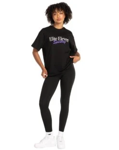 Elite Eleven Women's Script Oversized Tee - Black / Purple -Elite Eleven MARCHECOM75678