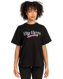 Elite Eleven Women's Script Oversized Tee - Black / Pink -Elite Eleven MARCHECOM75786