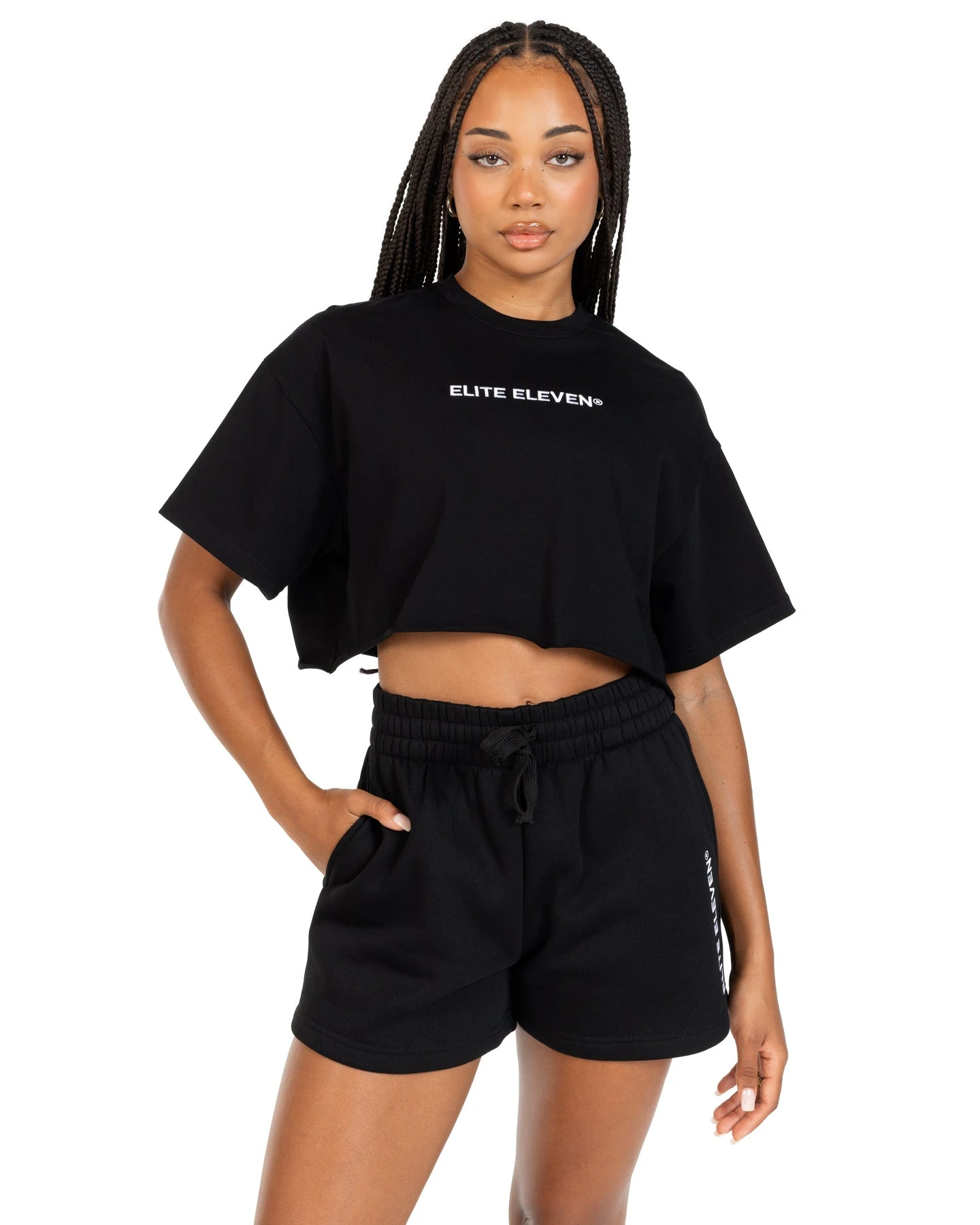 Elite Eleven Women's Cropped Registered Tee - Black 3 Elite Eleven Women's Cropped Registered Tee - Black