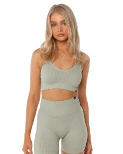 Elite Eleven Ribbed Seamless Strappy Bra - Pastel Grey