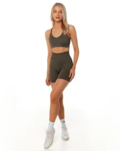 Elite Eleven Ribbed Seamless Strappy Bra - Olive -Elite Eleven SEAMLESSRIBBED12 32078