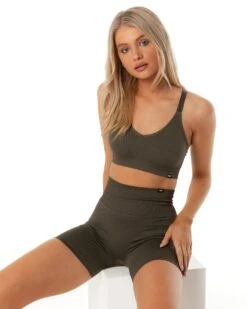 Elite Eleven Ribbed Seamless Strappy Bra - Olive -Elite Eleven SEAMLESSRIBBED12 32134