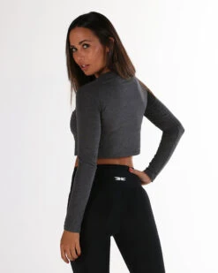 Elite Eleven EE Long Sleeve Crop - Charcoal -Elite Eleven charclongback