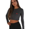 Elite Eleven EE Long Sleeve Crop - Charcoal -Elite Eleven charclongweb