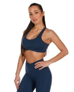 Elite Eleven Cross Over Sports Bra - Navy Blue