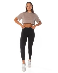 Elite Eleven Boyfriend Ribbed Collar T-shirt - Light Brown -Elite Eleven ribbed.S 115