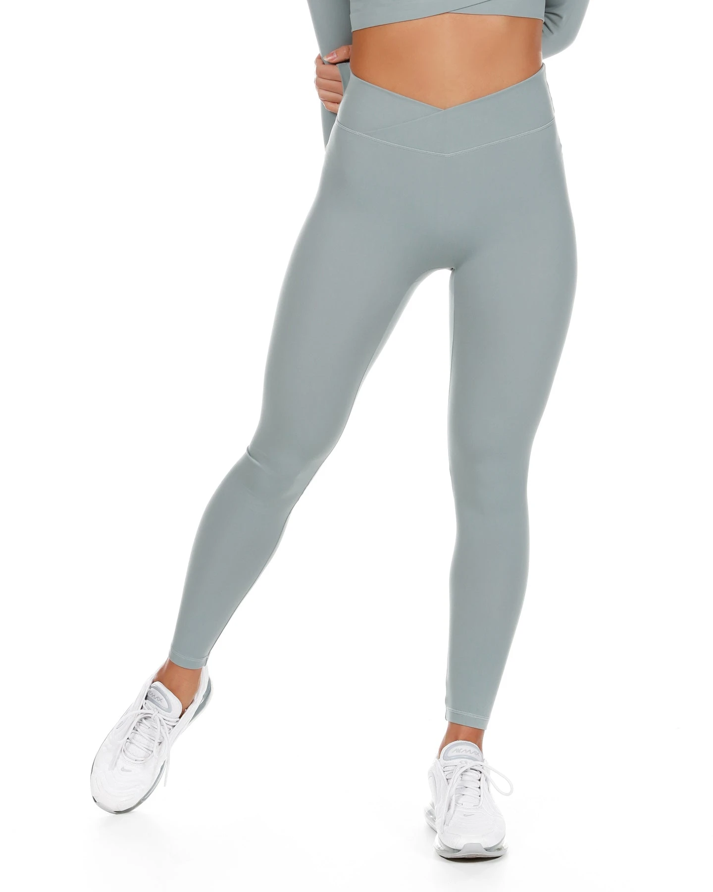 Elite Eleven Cross Over Leggings - Pale Sage 4 Elite Eleven Cross Over Leggings - Pale Sage - Image 2