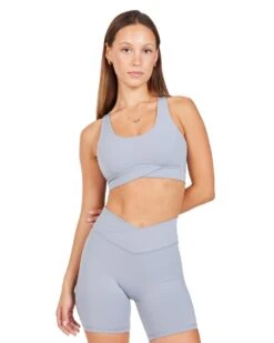 Elite Eleven Cross Over Sports Bra - Steel Grey
