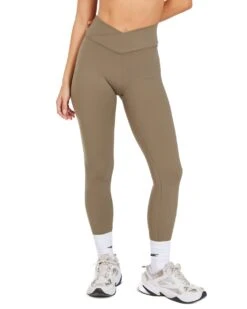 Elite Eleven Cross Over Leggings - Dusty Khaki
