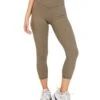Elite Eleven 7/8 Cross Over Leggings - Dusty Khaki